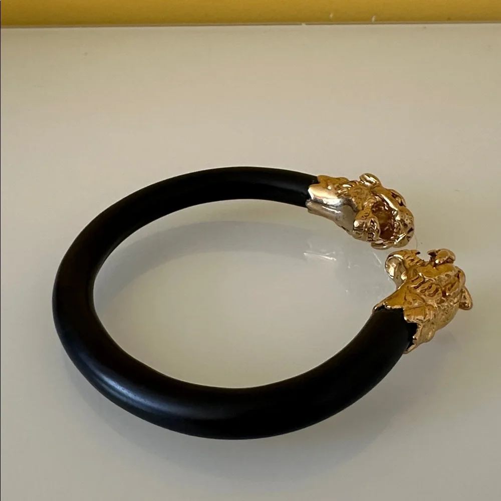 Black and Gold Bracelet with Lion Heads Unisex
